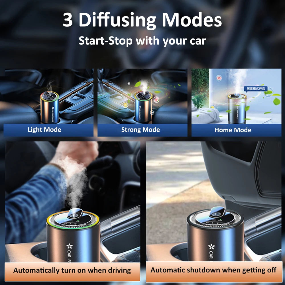 Car Aroma Diffuser with LED Starry Ambient Light 50ml Cologne Perfume Car Air Freshener Flavoring for Cars Fragrance Diffusers CM World