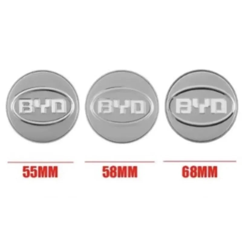 4pcs 55/58/68mm Car Wheel Center Hub Cap Badge Emblem Decal Wheel Sticker For BYD Atto 3 Yuan Plus Song Plus Seal Dolphin Seali CM World