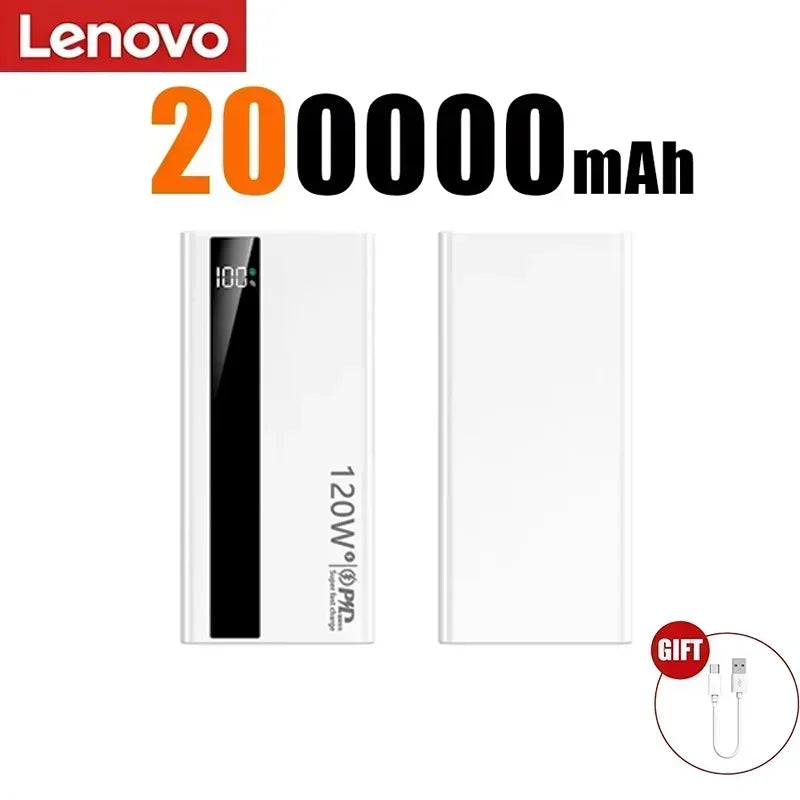 Lenovo 2027 NEW 500000mAh CCC 120W Portable Powerbank Super Fast Charging Battery Charger LED Digital Display For Xiaomi