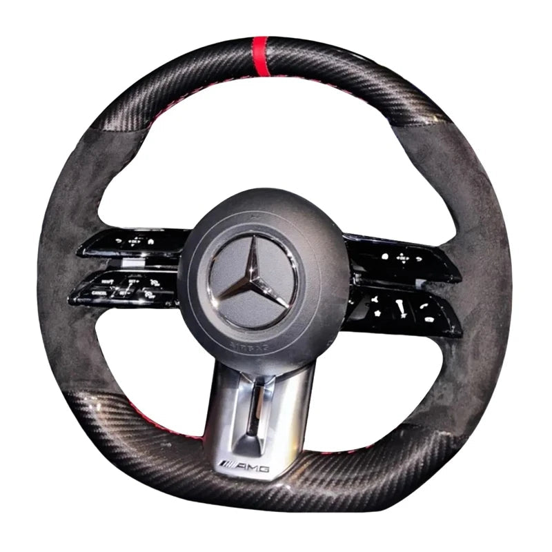 Steering Wheel Cover Black Suede Leather for Mercedes benz AMG GT A35 A45 A45S C43 CLS53 E53 E63 EQE 43 53 SL43 SL55 SL63 2021 CM World