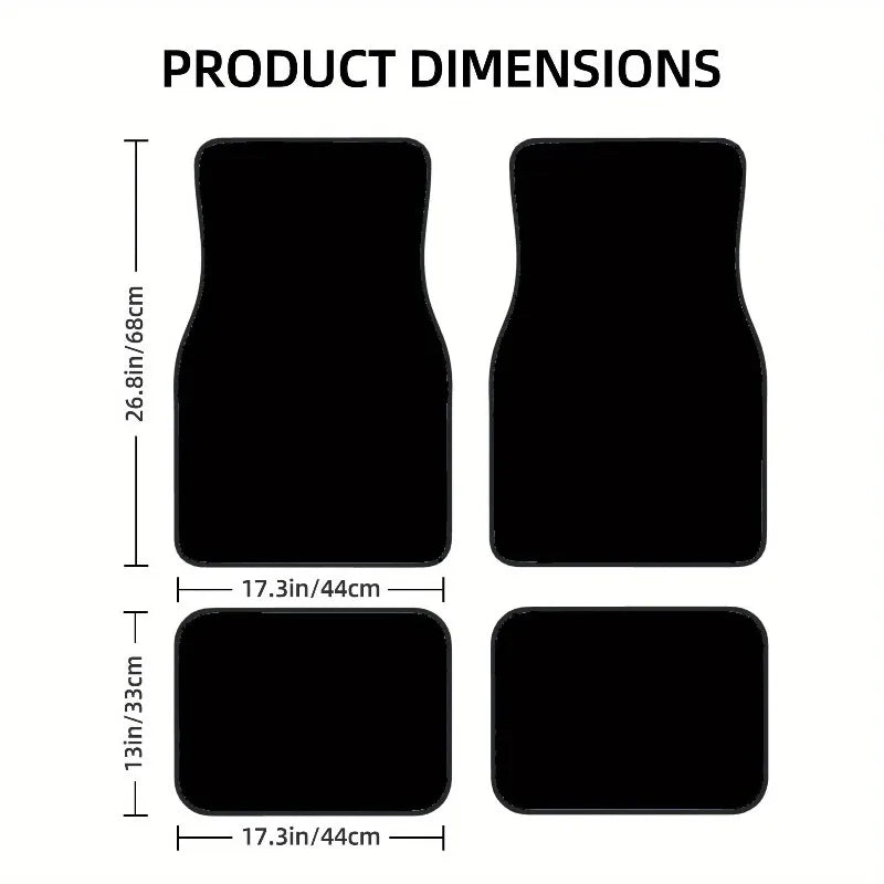 4PCS Polyester Fiber Red and Black Geometric Pattern Cool Car Floor Mats Durable, Universal, Suitable for Cars, Trucks, and SUVs