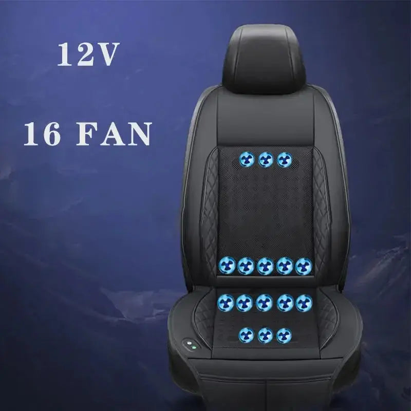 DC12/24V Car Summer Cool Air Seat Cushion Quick Blow Ventilation Refrigerated Seat Cover With Massagers Pat Mat Car Mobile World