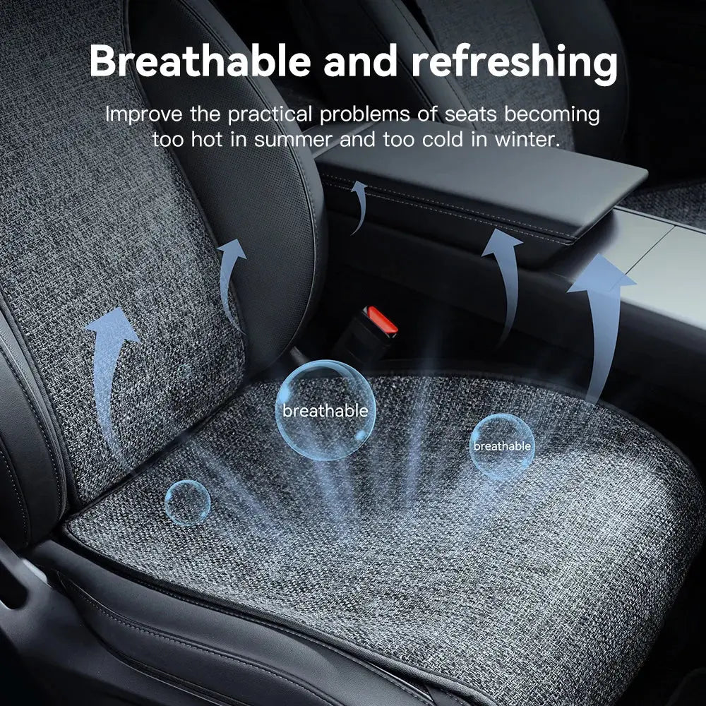 YZ For Tesla Model YL Linen Ice Silk Seat Cushion Backrest Pad Summer Cool Breathable Car Seat Protector Cover 2026 Accessories Car Mobile World