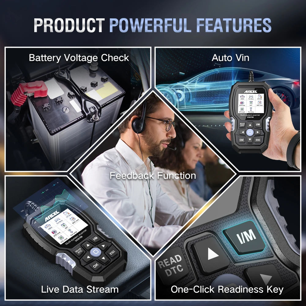 ANCEL OBD2 Scanner VOD700 ABS Bleeding Injector Oil ETC BMS EPB TPMS D.PF Reset for Volvo Car Code Reader Diagnostic Scan Tool Car Mobile World