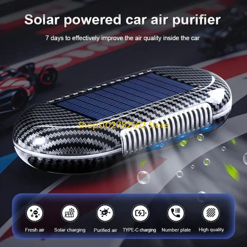 547B Practical Solar Car Air Purifier Freshener with USB Charging For Clean Cabin Air