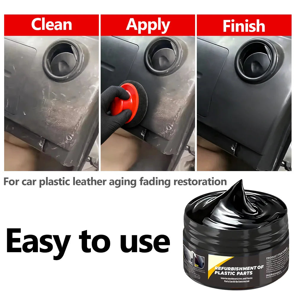 B1257 Car Interior Plastic Leather Scratch Repair Paste Auto Polishing Wax Repair Anti-Aging Paste Tires Seats Steering Wheel
