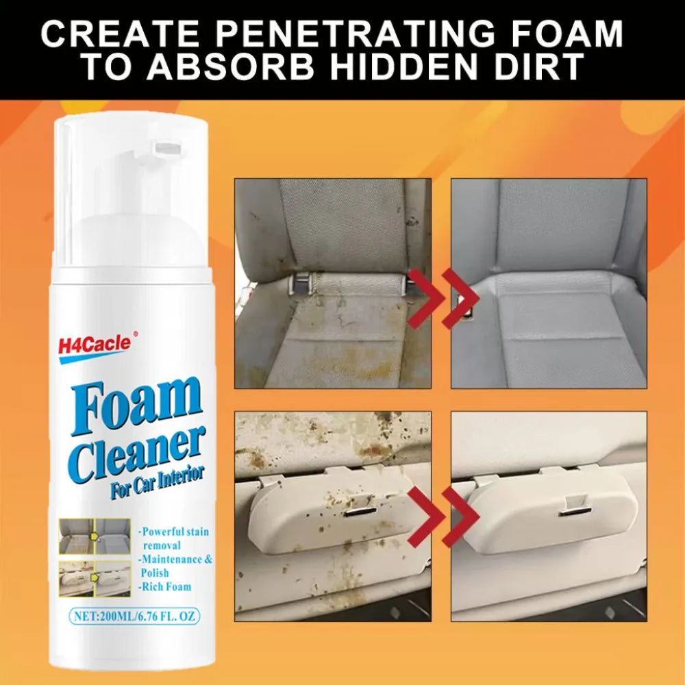 H4Cacle1pc 100ml/200ml  Foam Cleaner - Heavy-Duty Degreaser for Car Interiors, Home Kitchen, Upholstery & Household Surfaces CM World
