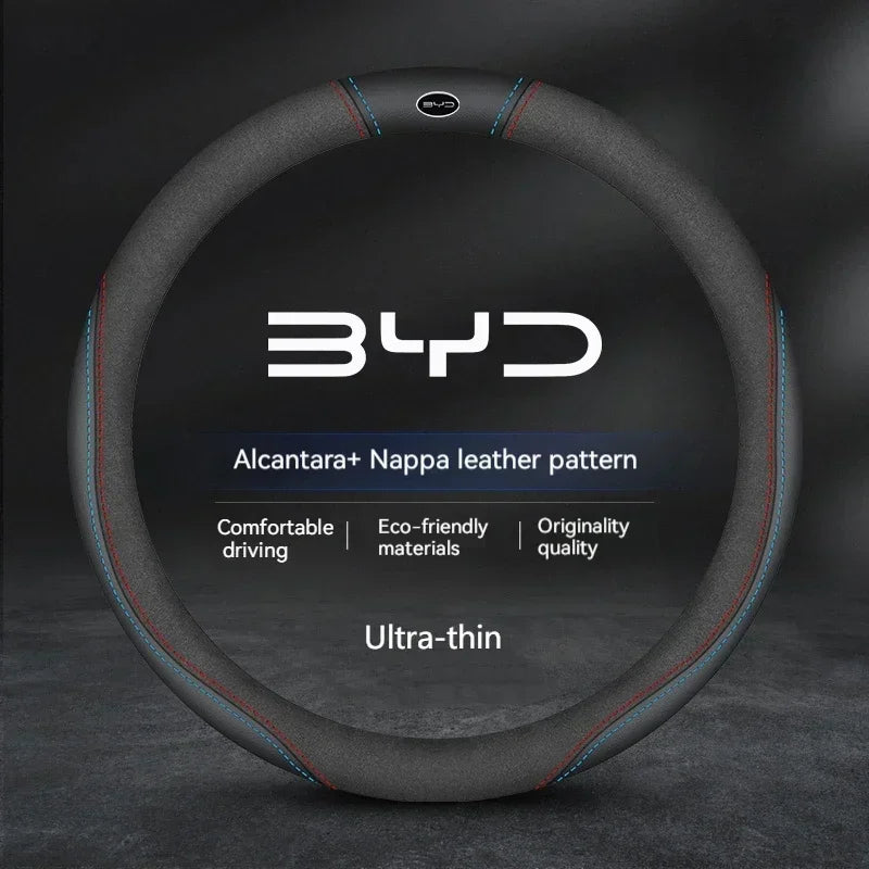 Car Suede Steering Wheel Cover For BYD Atto 3 Act Seal Tang F3 E6 Yuan Song Plus EV F0 Qin Han Dolphin S6 Leather anti-slip CM World