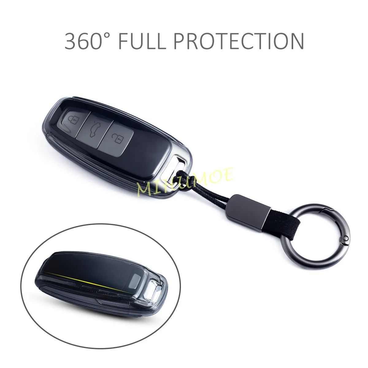 For Audi Black Transparent Car Key Fob Case Cover A3/S3 A6(C8) A7 A8 Q7 Q8 e-tron Sportback/GT S6 S7 S8 Keychain Accessories CM World