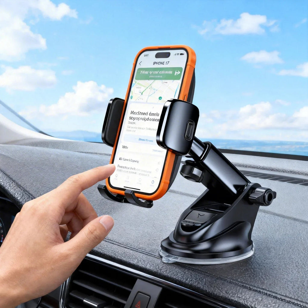 Cell Phone Holder Mount Car, Windshield/Dashboard/Window Car Phone Bracket, Suction Cup Phone Mount for Car Truck Compatible CM World