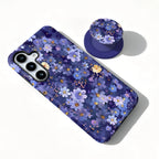 Magnetic Case For Samsung S26 S25 S24 S23 S22 S21 Plus Ultra 20 FE A15 A16 A26 A36 56 17 Purple Flower 2 in 1 Phone Holder Cover