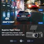 UHD 4K WiFi Dash Cam Dual Lens Driving Recorder Car DVR Optional 1080P Rear Lens Camera GPS 24H Parking Monitoring Black Box Car Mobile World