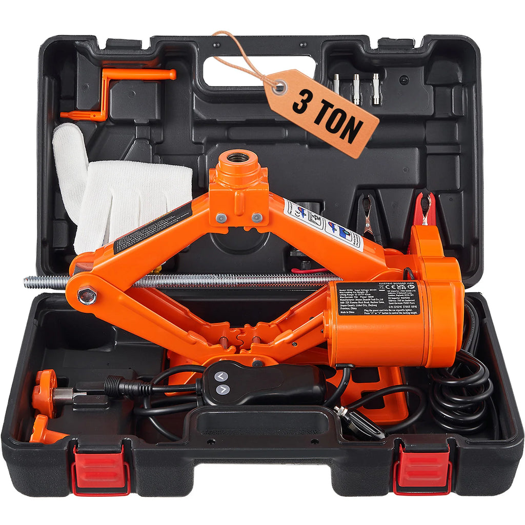 SucceBuy Electric Car Jack 3T Scissor Jack with Electric Impact Wrench 12V Portable Car Jack Lifting for SUV Truck Tire Change CM World
