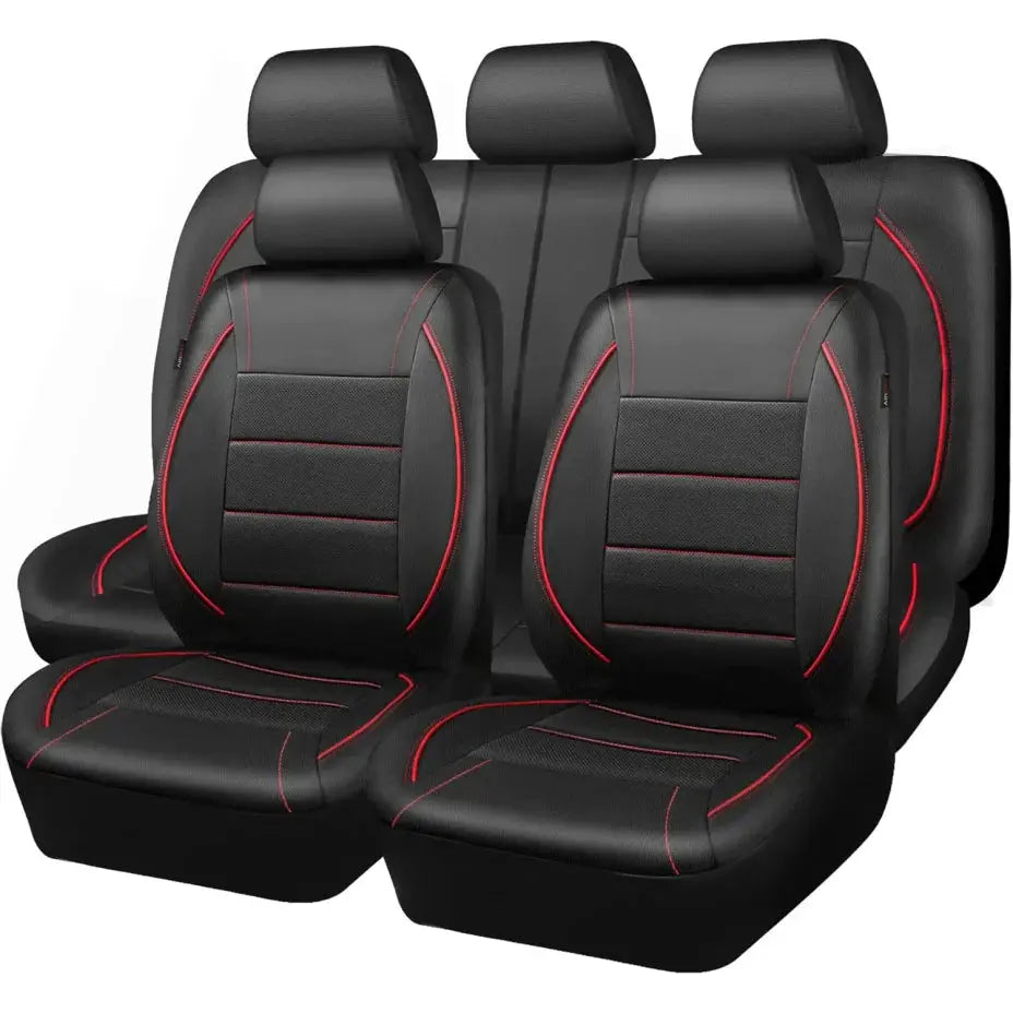 Universal Leather Car Seat Covers Red Simple Waterproof 5 Seat Car Seat Cover Car Mobile World