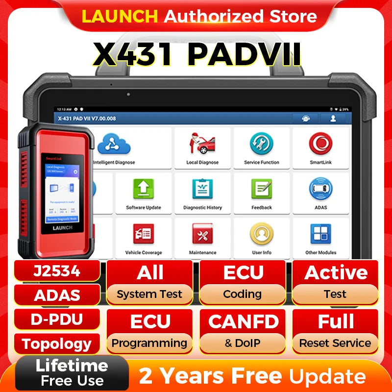 LAUNCH X-431 PAD7 ELITE PAD7 PADVII Car Diagnostic Tools J2534 Smartlink Automotive Scanner Auto Diagnost Online Programming OBD
