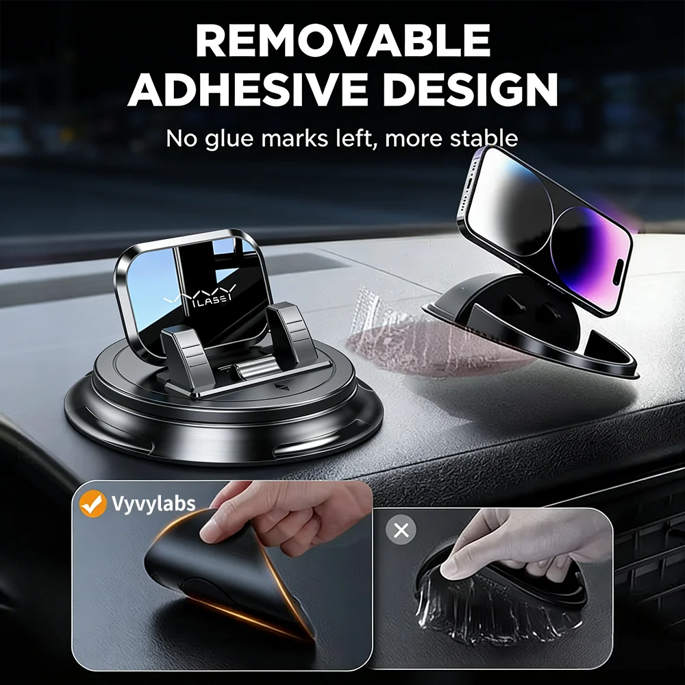 Car Phone Mount Stable Dashboard Universal Car Phone Holder Anti-Slip 360-Degree Rotation Navigation Holder for 4-7.2in Phone