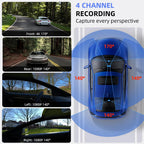 E-ACE Dashcam 4 Channel UHD 4K Car Dvr Built-in GPS WIFI Module Infrared Night Vision Front Left Right Rear Lens Black Box ﻿ Car Mobile World