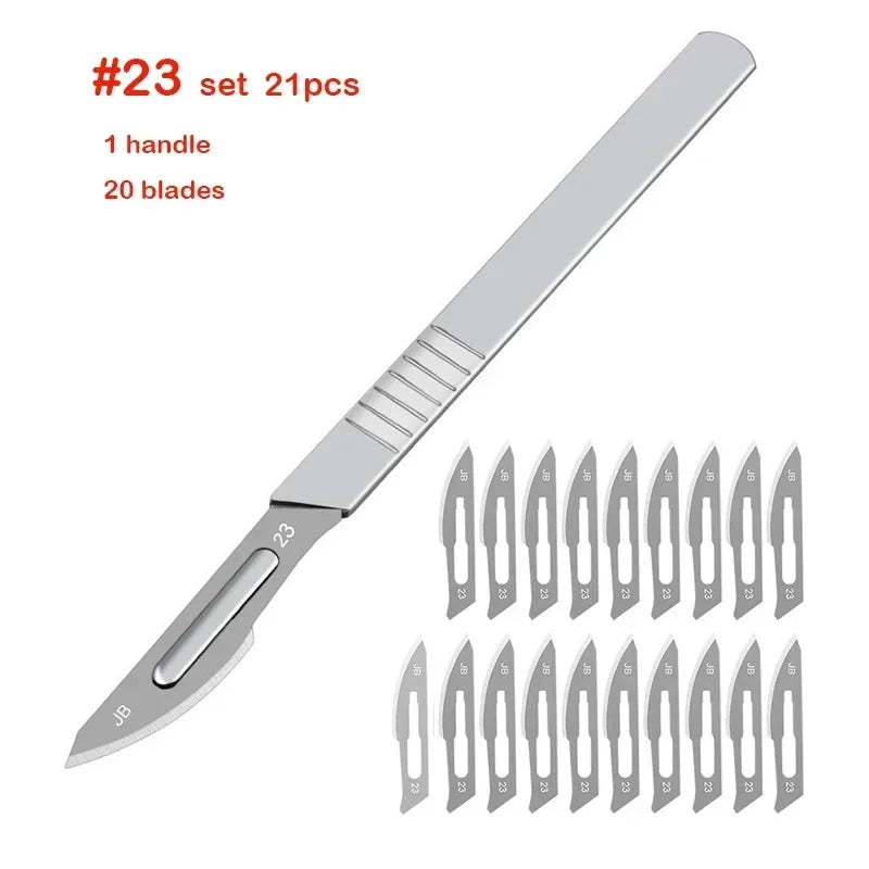 Carbon Steel Carving Metal Scalpel Knife Handle Blades Number 11 23 Surgical Medical Practicing Cutting Sculpting Repairing Tool CM World