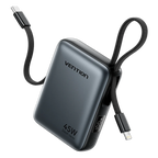 Vention 45W 10000mAh Power Bank Built-In USB-C Cable Portable Powerbank for iPhone 17 Samsung S26 Pocket-Sized Auxiliary Battery Car Mobile World