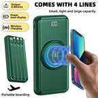 20000mAh Wireless Power Bank Fast Charging Built-in Quad Power Cable Mobile Phone Charger For Iphone 13 14 15 Xiaomi Samsung Car Mobile World