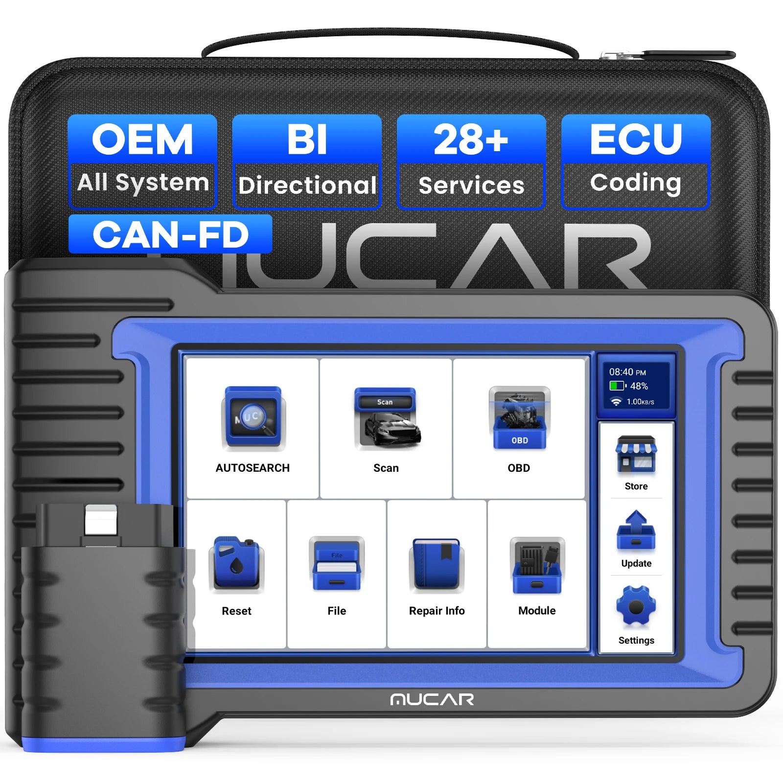 MUCAR VO7S/VO7 OBD2 Scanner Full System Diagnose 28 Reset Diagnostic Tool ECU Coding Active Test/Bi-directional Free for All Car CM World