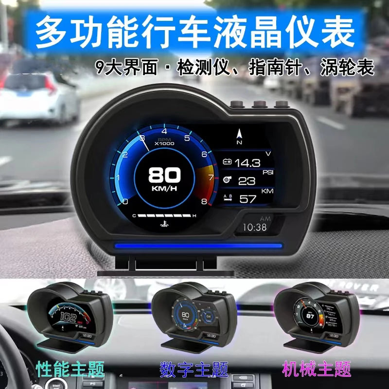 Newest A501 Car Head Up Display OBD2 Smart Car HUD Turbo Gauge Digital Odometer Security Alarm Water&Oil temp RPM Auto Meter CM World