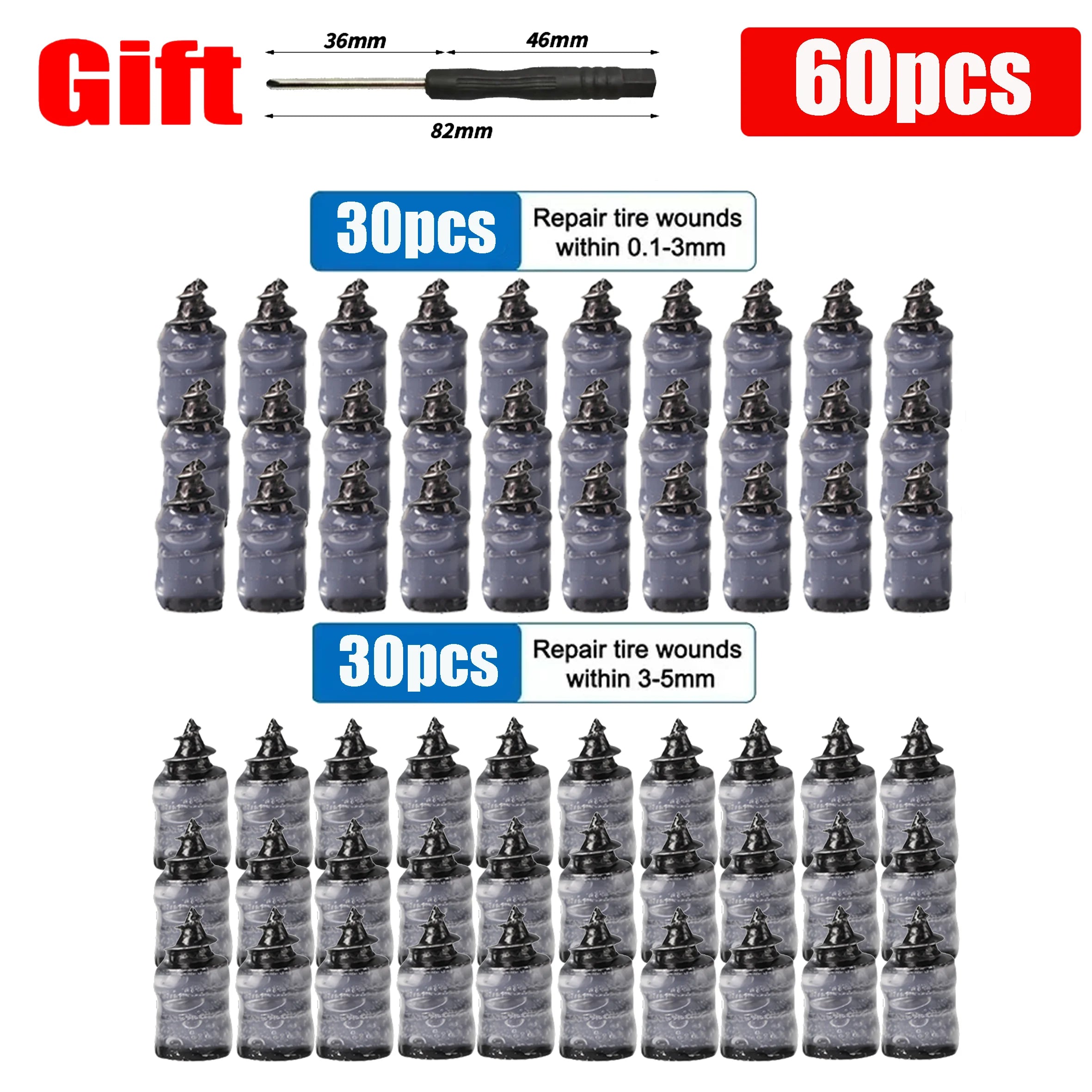 Car Tyre Repair Rubber Nail Car Wheel Punctures Screws Car Tire Repair Kit Car Motorcycle Tire Puncture Repair Screws Tool CM World