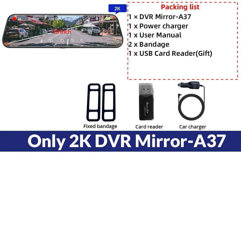 E-ACE 2K Car DVR WIFI GPS Stream Media Mirror Optional 1080P Car Video Camera Night Vision Loop Recording 24H Parking Black Box Car Mobile World