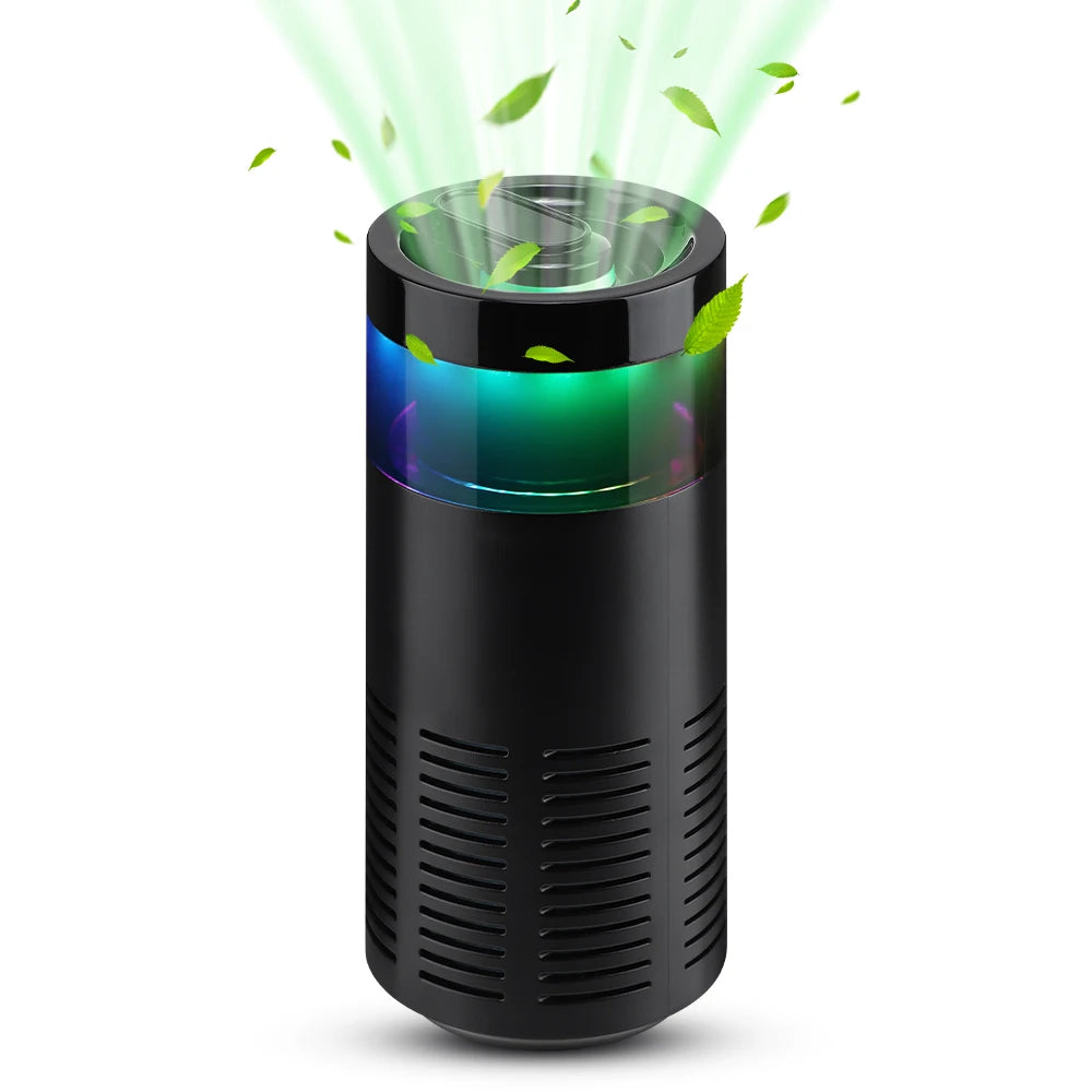 Mini Car Air Purifier Negative Ion Ionizer Odor Eliminator for Smoke Pet Smell Aroma Ambient Light Air Freshener Car Mobile World