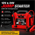 UniLink 12V/24V LiFePO4 Jump Starter 120000mAh Patented 6-Bar Twin-Cylinder Compressor Alternator Reverse Charge