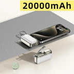 Mini Capsule Power Bank 20000mAh 22.5W Fast Charging USB-C Built-in Cable Portable Charger For iPhone Samsung Travel