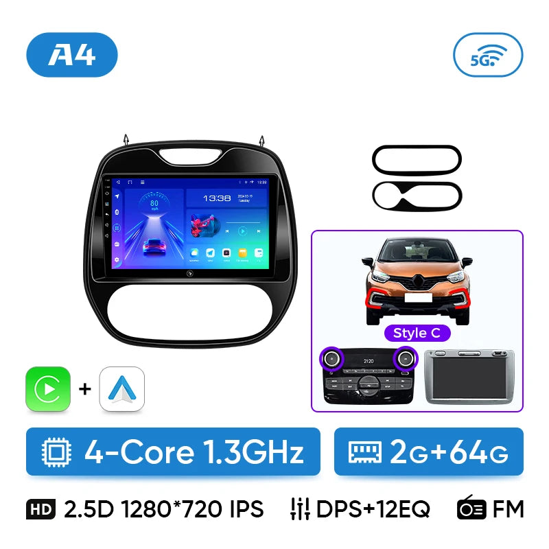 Ainavi Android 13 Car Radio For Renault Captur CLIO Samsung QM3 2014 - 2020 Kaptur Car Multimedia Wireless Carplay Android Auto CM World