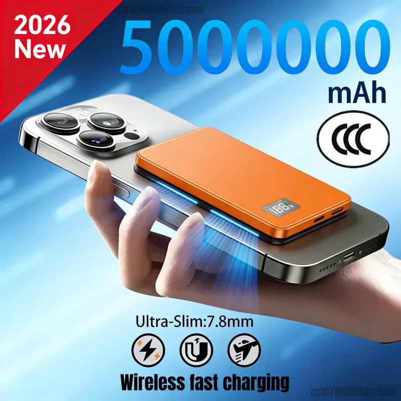 Wireless Magnetic 500000mAh Power Bank Fast Charging Portable PD22.5W External Battery for Magsafe for iPhone17 Samsung Xiaomi