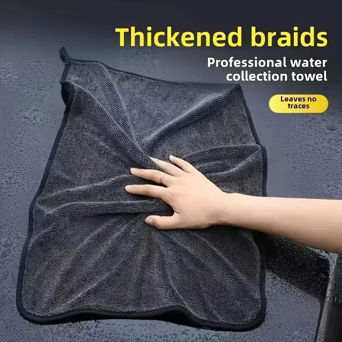 Dark gray car microfiber towel, oversized strong absorbent car wash cloth, high-efficiency cleaning wipe cloth CM World
