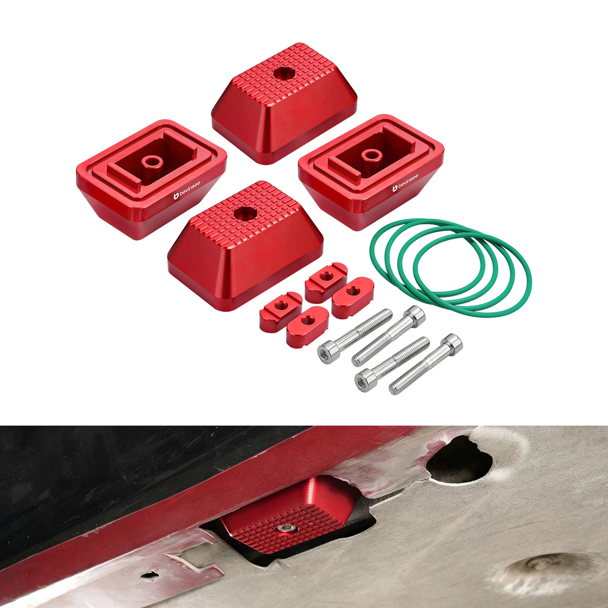 Jack Pad Set for BMW E90 E91 E92 E93 F20 F21 F22 F30 F31 F32 F34 F36 F10 F12 X1 E84 M2 F87 M3 F80 M4 F82 F83, Billet Aluminum