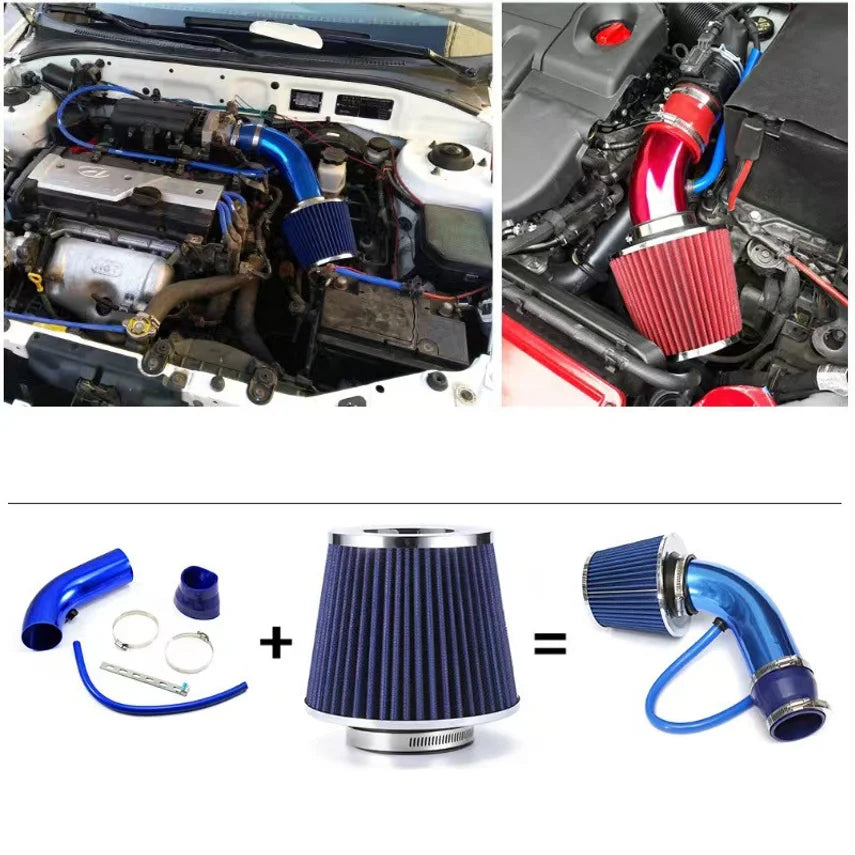 Cross-border Car Cold Air Intake Kit Modified Aluminum Pipe Set Universal 76mm/3inch Mushroom Head