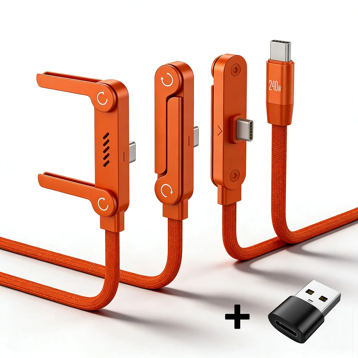 1.5m Type-C Cable Foldable Mobile Phone Holder 240W Fast Charging Data Cable Multifunction Phone Charge Bracket Dual PD Cable