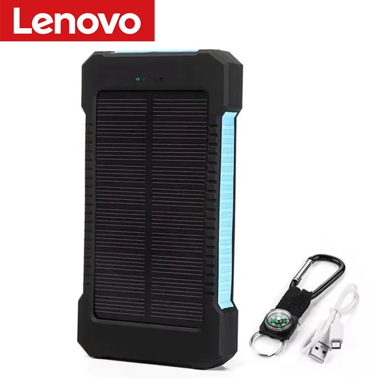 Lenovo 500000mAh Solar Power Bank Large Capacity Super Fast Charging Outdoor Portable External Battery for iPhone Huawei Samsung Car Mobile World