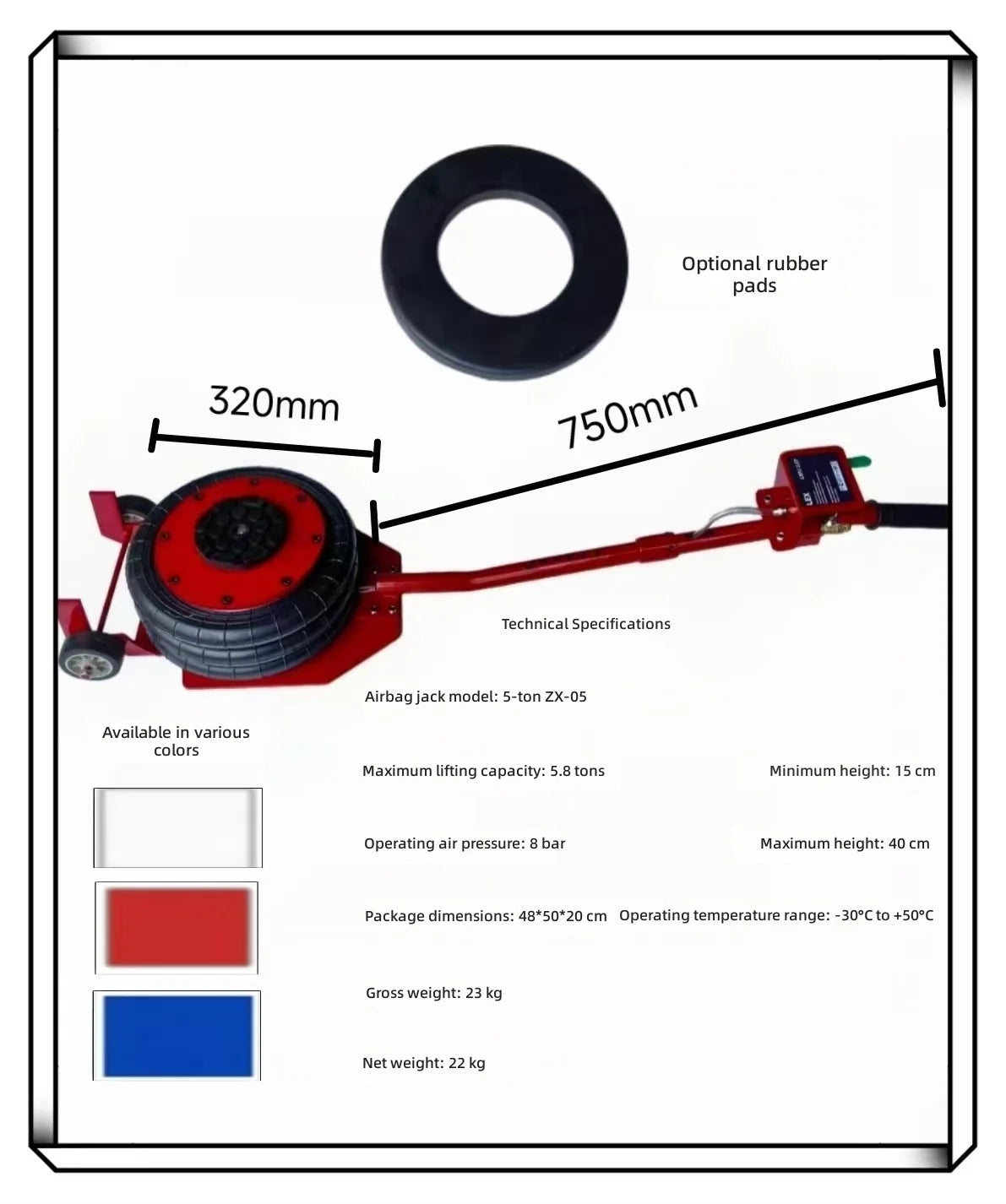 Air Bag Jack, 3 Triple Bags Pneumatic Lifting Jack, 5T Heavy Duty, Portable Air Jack for Car Vehicle Repair Lifting Support