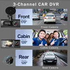 WIFI 3 Channel Dash Cam for Car 1080P Video Recorder 3/2Lens Dashcam Car DVR Front and Rear View Camera Black Box Car Accessory Car Mobile World