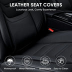 Breathable Leather Car Seat Covers Full Set, Waterproof Front and Rear with Headrest for Most Sedans SUV Trucks CM World