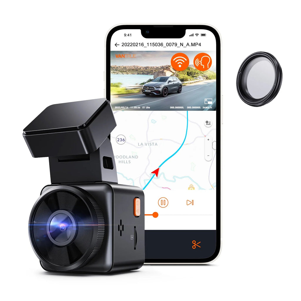 Vantrue E1 Lite Mini Dashcam 1080P WiFi Dash Camera with Free App Voice Control 24H Parking Mode Support 512GB Max Car Mobile World