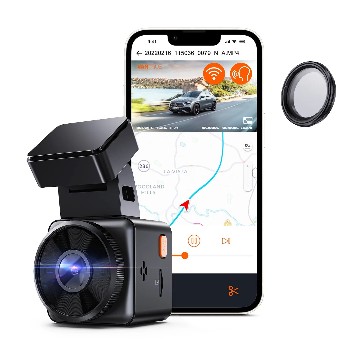Vantrue E1 Lite Mini Dashcam 1080P WiFi Dash Camera with Free App Voice Control 24H Parking Mode Support 512GB Max Car Mobile World