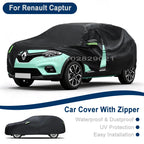 Outdoor Full Vehicle Cover For Renault Captur - Side Zipper Design, Waterproof Dustproof Sun Protection Car Cover Car Mobile World