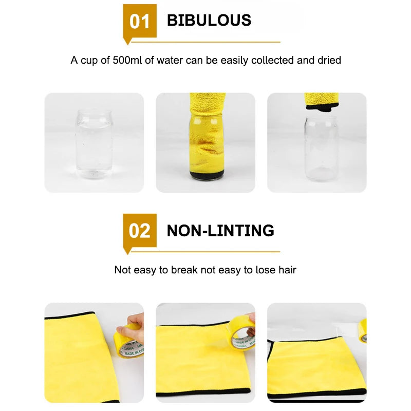 SEAMETAL Microfiber Car Wash Towel Ultra-Soft Scratch-Free Car Cleaning Towel Double-Side 400GSM Drying Cloth High Absorbency CM World