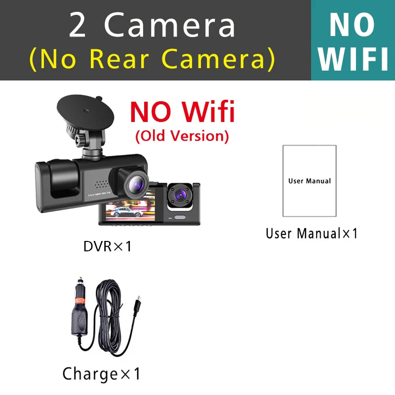 3 Channel Dash Cam for Car 1080P Video Recorder WIFI APP Dashcam Car DVR Front and Rear View Camera Night Vision car accessory