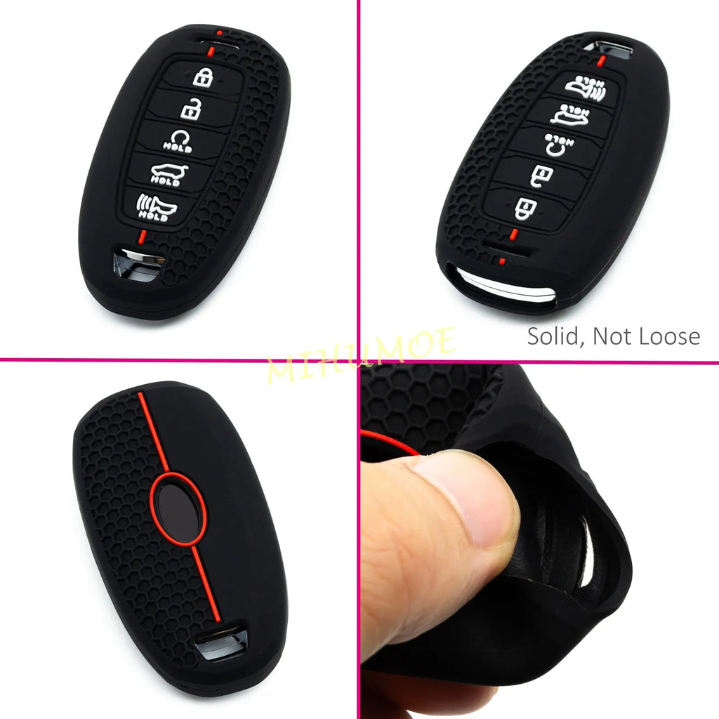 Car 5 Buttons Remote Key Case Keychain Shell Fob For 2020 2021 2022 Hyundai Palisade Elantra Silicone Key Holder Cover CM World