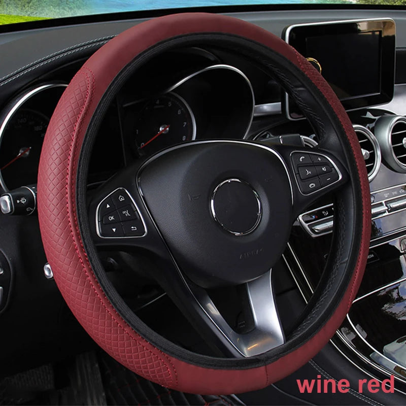 Universal Car Steering Wheel Cover Microfiber Leather Protection Cover Anti Slip Breathable for 37-39cm Steering Wheel Protector CM World