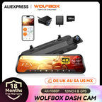 WOLFBOX G930 10 Inch Wifi Dash Camera 4K Car DVR FOV 140 Mirror Camera Dash Cam Car 24H Parking View Touch Screen Video Recorder Car Mobile World