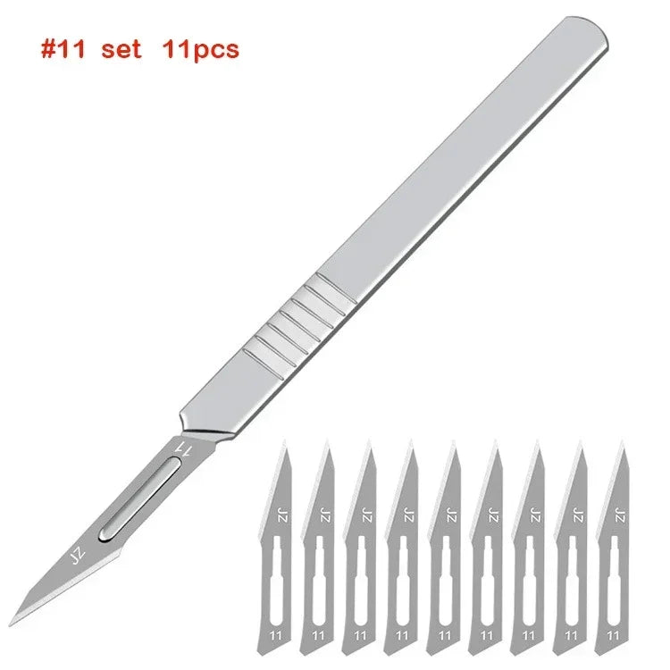 Carbon Steel Carving Metal Scalpel Knife Handle Blades Number 11 23 Surgical Medical Practicing Cutting Sculpting Repairing Tool CM World